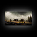 Ghost town canvas art, wild west theme, abandoned art