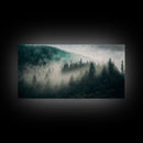 Foggy Forest wall art, relaxing art, zen art, framed canvas print, foggy landscape, trendy decor