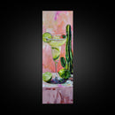 Martini Cocktail Framed Canvas Art, Canvas Bar Art, Tall and Narrow Kitchen Wall Art, Southwestern Wall Art, Margarita Painting for Kitchen