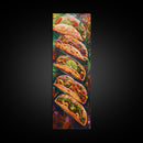 Taco Painting Framed and Printed on Canvas, Colorful Kitchen Wall Art, Mexican Inspired Food Art, Large Narrow Wall Art, Kitchen Decor