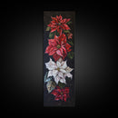 Colorful Botanical Poinsettia Canvas Art Printed and Framed, Vertical Tall and Narrow Floral Art Print, Modern Wall Art, Housewarming Gift