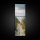 Beach Pathway to Ocean View - Framed Canvas Print, Skinny Tall Art, Coastal Landscape Art, Wall Art for Living Room, Bedroom Decor, Beach Art