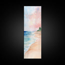 Soft Beach Pastel Scene - Framed Canvas Print, Farmhouse Art, Boho Art, Skinny Art, Tall Art, Living Room Decor, Coastal Wall Art for Home Decor