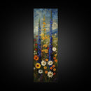 Lush Wildflowers in a Vibrant Meadow, Skinny and Tall Art, Colorful Floral Landscape, Framed Canvas Print, Nature Lovers