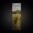 Wheat Fields At Sunset Framed Canvas Print - Beautiful Wall Art - Skinny Art - Tall Art - Statement Piece - Living Room Decor