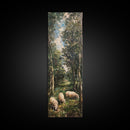 Lambs In The Forest Framed Canvas Print, Unique Farmhouse Decor, Farmhouse Painting, Boho Style Modern Farmhouse Decor Gift For Her