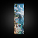 Idyllic Island Shoreline With Crystal Waters, Farmhouse Art For Modern Homes, Boho And Minimalist Wall Art In Tall Canvas Print