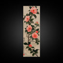 Framed Canvas Print Of Japanese Floral Art With Camellia Blossoms And Detailed Leaves Ready To Hang Traditional Japanese Wall Art Decor
