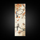 Japanese Art Inspired by Tranquil Birds and Blossoms, Framed Canvas Print for Tall Skinny Art Lovers in Ukiyo-e Style