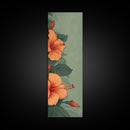 Bright Hibiscus Flowers Ukiyo-e Inspired Art, Framed Canvas Print Ideal for Tall Skinny Spaces, Japanese Floral Design