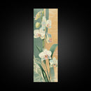 Skinny Art Tall Art Framed Canvas Print Orchids In Delicate Tones With Subtle Background Elements Ukiyo-e Japanese Style Art Wood Block Print