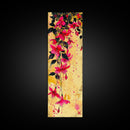 Skinny Art Tall Art Framed Canvas Print Bold Fuchsia Flowers In Dynamic Composition Over A Vibrant Yellow Background Ukiyo-e Japanese Style Art