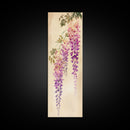 Hanging Wisteria Flowers In Purple Tones Japanese Style Framed Canvas Print, Wall Art Ready To Hang For Living Spaces