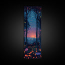 Majestic Nightfall Amidst Illuminated Trees Skinny Art Tall Art Framed Canvas Print Japanese Style Art Ukiyo-e Art Wood Block Print Tranquil Decorative