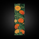 Delicate Pastel Flowers on Tall Stems Framed Canvas Print - Japanese Art Skinny Wall Décor