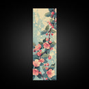 Japanese Style Frogs and Lotus Flowers Framed Canvas Print - Tall Skinny Ukiyo-e Wall Art