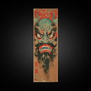 Traditional Japanese Demon Mask Art In Ukiyo-e Style Framed Canvas Print Tall Skinny Cultural Wood Block Wall Decor