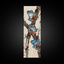 Three Blue Tree Frogs Branches Japanese Tall Wall Art Skinny Framed Canvas Print Ukiyo-e Style