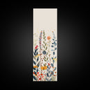 Colorful Wildflowers Whimsical Arrangement Set Against Light Background Tall Framed Canvas Print Brightening Any Space