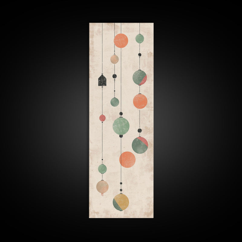 Abstract Hanging Lanterns On A Rustic Background â€“ Framed Canvas Print With Skinny Art And Tall Art In Ukiyo-E Art And Japanese Style Art