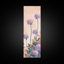 Beautiful Purple Flowers Standing Tall In Japanese Style Ukiyo-e Art Framed Canvas Print Skinny Art Tall Art
