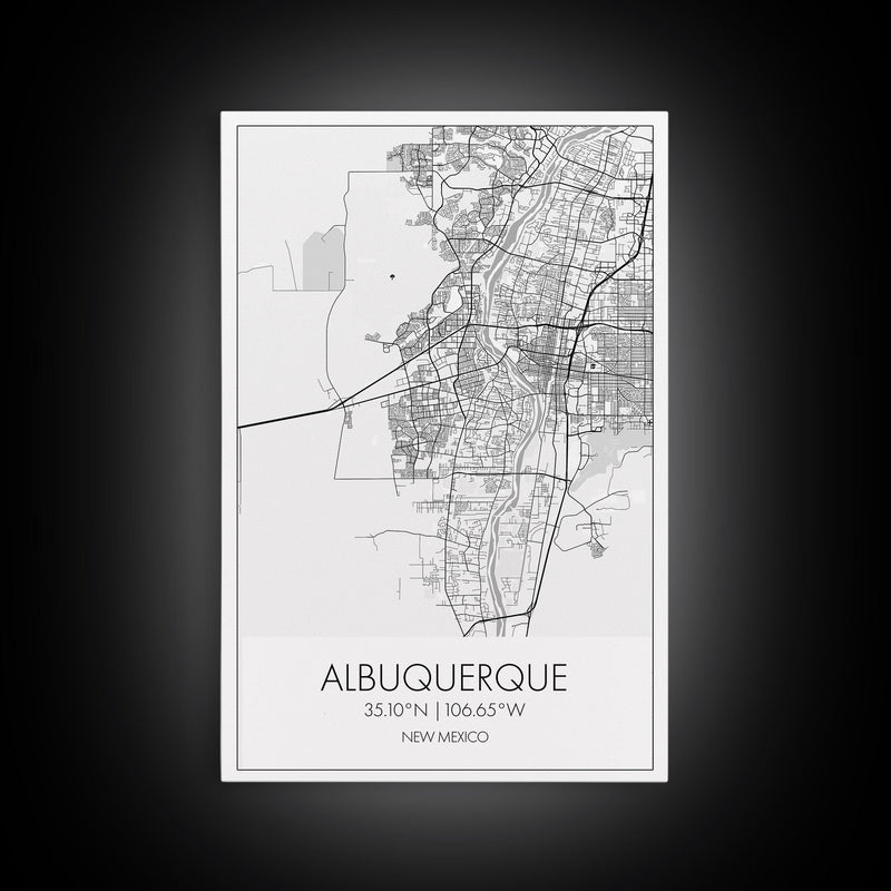 Albuquerque Street Map, New Mexico Map,Man Cave Wall Art, City Map Print, Minimalist, Modern Art, Wall Art, Canvas Print, Canvas Wall Art