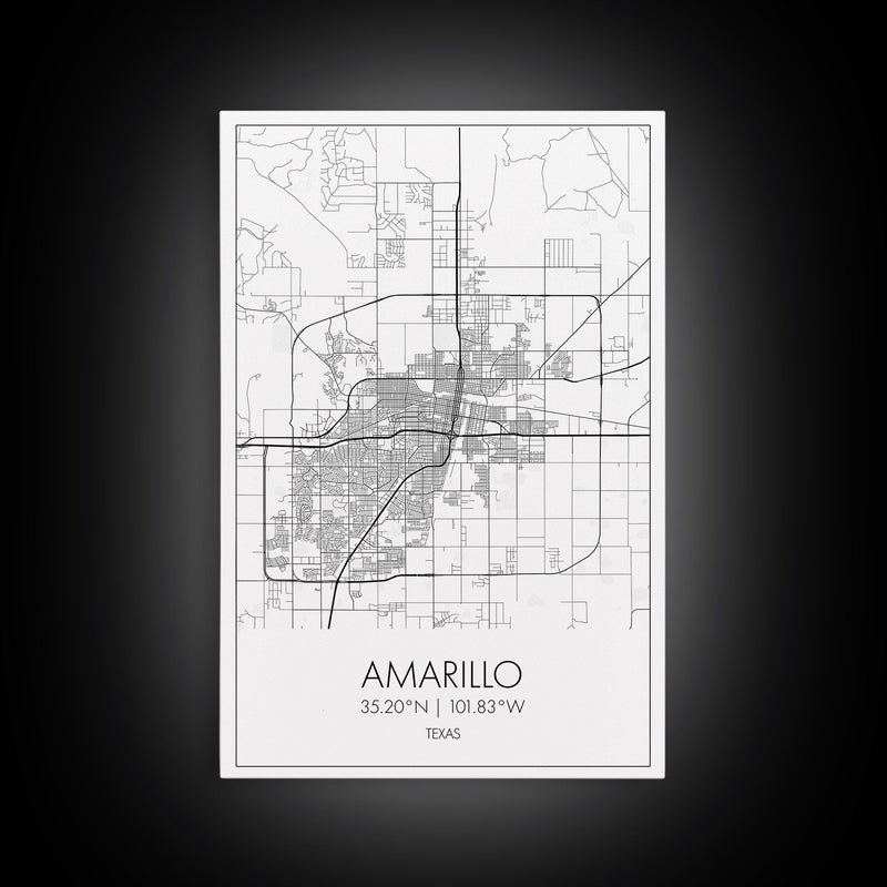 Amarillo Street Map, Texas Map, City Map Wall Decor, Travel Wall Art, Minimalist, Modern Art, Wall Art, Canvas Print, Canvas Wall Art