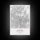 Aurora Street Map, Colorado Map, City Map Print, Travel Lover Gift, Above Bed Art, Minimalist Art, Wall Art, Canvas Print, Canvas Wall Art