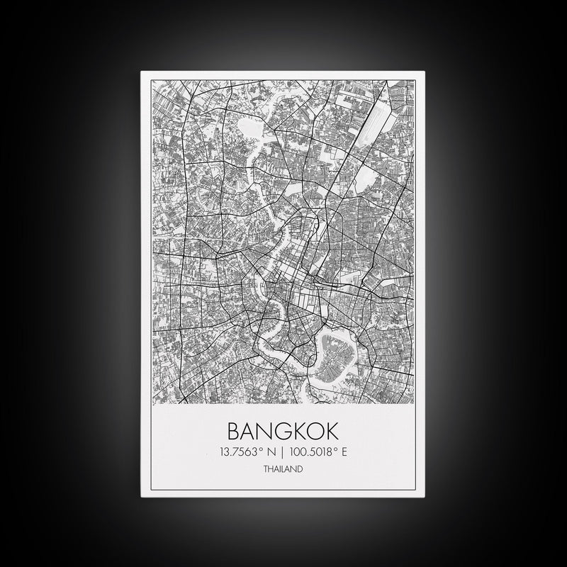 Bangkok Street Map, Thailand Map, City Wall Art, Asia Travel Art, Reception DÃ©cor, Modern Art, Wall Art, Canvas Print, Canvas Wall Art