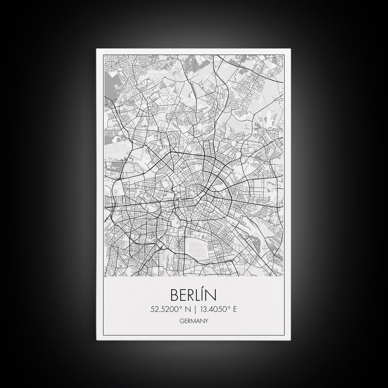 Berlin Street Map, Germany Map, Europe City Map Art, Modern Art, Wall Art, Canvas Print, Canvas Wall Art, Travel Lover Gift, Guest Room Art