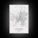 Columbus Street Map, Georgia Map, City Map Art, Minimalist Art, Wall Art, Canvas Print, Canvas Wall Art, City Wall Art, Travel Wall Print