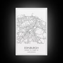 Edinburgh Street Map, United Kingdom Map, Europe City Map Art, Minimalist Art, Wall Art, Canvas Print, Travel Décor, Living Room Wall Art,
