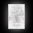 Fort Wayne Street Map, Indiana Map, City Map Art, Minimalist Art, Wall Art, Canvas Print, Office Wall Décor, Gifts For Him, Travel Print