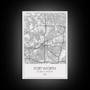 Fort Worth Street Map, Texas Map, City Map Art, Minimalist Art, Wall Art, Canvas Print, Travel Wall Art, Gifts For Women, Man Cave Décor