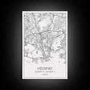 Helsinki Street Map, Finland Map, Europe City Map Art, Minimalist Art, Wall Art, Canvas Print, Travel Wall Art, Gifts For Him, Bedroom Art