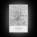 Houston Street Map, Texas Map, ity Map Art, Minimalist Art, Wall Art, Canvas Print, Travel Print, Farmhouse Wall Art, Gift For Couple