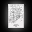 Miami Street Map, Florida Map, City Map Art, Modern Art, Wall Art, Canvas Print, Gift For Mom, Bedroom Wall Décor, Travel Wall Art