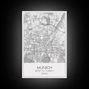 Munich Street Map, Germany Map, Europe City Map Art, Modern Art, Wall Art, Canvas Print, Dorm Wall Décor, Holiday Gift, Travel Wall Print