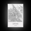 Oakland Street Map, California Map, City Map Art, Modern Art, Wall Art, Canvas Print, Living Room Art, Gift For Her, Adventure Wall Art
