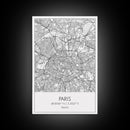 Paris Street Map, France Map, Europe City Map Art, Minimalist Art, Wall Art, Canvas Print, Bedroom Art, Gift For Traveler, Travel Wall Print