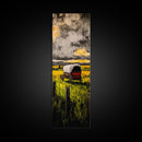 Scenic Prairie Wagon Art Framed Canvas Print, Rustic Decor, Farmhouse Art, Moody Art, Above Couch Art, Extra Wide Art