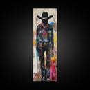 Mysterious Cowboy Art Framed Canvas Print, Southwest Wall Art, Moody Art, Rustic Wall Art, Dark Romance Painting, Extra Wide Art