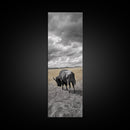 Lone Bison in Field Framed Canvas Print | Rustic Wall Art | Moody Art | Wildlife Painting | Farmhouse Decor | Southwest Wall Art | Gift Idea