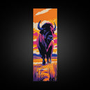 Vibrant Bison Canvas Print Pink Orange Wall Art Southwest Wall Art Rustic Art Tall Narrow Art Gift Idea Him