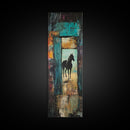 Mysterious Horse Silhouette Framed Canvas Print Moody Art Rustic Wall Art Southwest Wall Art Extra Tall Narrow Art