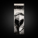 Monochrome Boat Reflection Framed Canvas Print nautical painting moody art coastal wall art nautical wall art gift idea for him