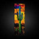 Vibrant Cactus Sunset Canvas Print, Southwest Wall Art, Desert Art, Bright Colorful Wall Art, Moody Art, Joshua Tree Art, Gift Idea, Vertical Wall Art