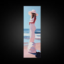 Woman in White Dress Canvas Print, Coastal Cowgirl Wall Art, Minimalist Art, Boho Art, Bedroom Art, Guest Room Art, Nautical Decor