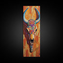 Vibrant Skull Art Framed Canvas Print, Western Wall Art, Skull Art, Boho Art, Southwest Decor, Moody Art, Rustic Wall Art, Halloween Art