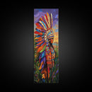Vibrant Native Woman Framed Canvas Print Afrocentric Wall Art Bold Colorful Portrait Rustic Art Southwest Wall Art